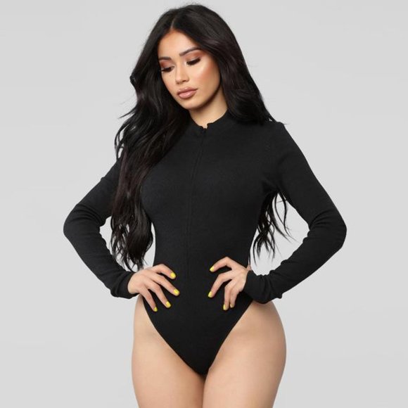 Long Sleeve Women Front or Back Zipper Bodysuit - Picture 6 of 7